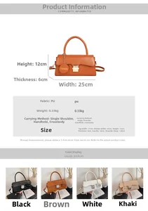 Spécifications de taille et options de couleurs pour ce sac à main vintage en PU