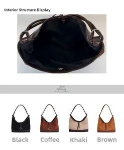 Detail of spacious matte tote bag with contrast stitching and four color variants