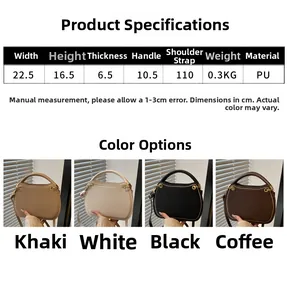 Detailed size specifications and color guide for woman small square crossbody handbag