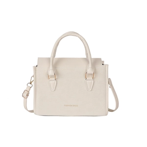 Borsa a mano minimalista bianco crema con dettagli dorati e stampa Fashion Bags