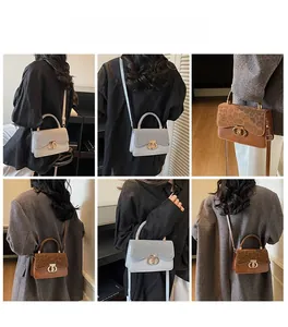 Detail view of stylish leopard print crossbody bags in grey and brown for women