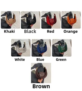 Collection of minimalist crocodile pattern crescent shoulder bags in eight assorted colors