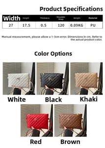 Spécifications de taille et cinq variantes de couleurs du sac bandoulière matelassé