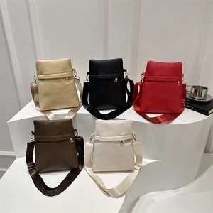 Vertical PU leather mini crossbody bags in five colors with lychee texture and wide straps