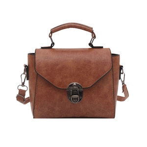 Sac à main rétro marron en similicuir texturé avec bandoulière réglable pour femme style trapèze