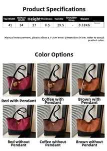 Tableau des tailles avec dimensions du grand sac bandoulière vintage en suède