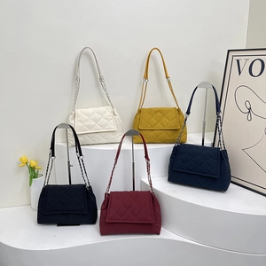 Chic quilted chain underarm bags in five colors with silver metal straps for women