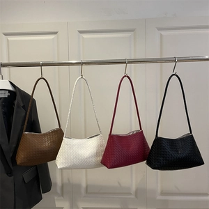 Borsa a Spalla Intrecciata da Donna Minimalista in Pelle PU Piccola Borsa Quadrata Retro Tinta Unita Borsa Hobo Borsa a Mano Moda Pendolare