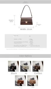 Detailed size specifications for a compact faux leather baguette shoulder bag