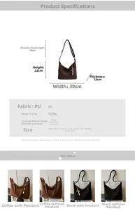 Detailed size specifications for leopard print PU leather tote bag with pearl pendant