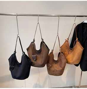 Minimalist suede tote bags in black, dark chocolate, caramel and light brown colors