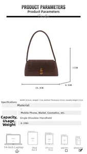 Detailed size specifications for the vintage baguette bag with leopard print flap and lock