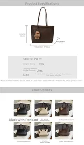 Graphique détaillé des dimensions, du poids et des couleurs du sac cabas en PU