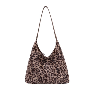 Vintage-Hobo-Tasche mit Leopardenmuster und braunem Lederriemen im 2025 Retro-Stil