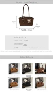 Dettagli dimensionali della borsa tote leopardata e varianti colore in ecopelle PU
