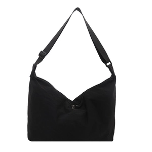 Large capacity black crescent crossbody bag with adjustable wide shoulder strap for women