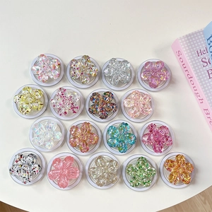 Magnetic flower phone socket grip set with colorful sequins for MagSafe accessories