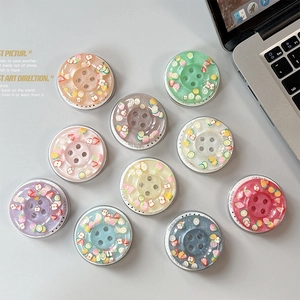 Magnetic glitter fruit phone socket set with sparkling resin strawberry and lemon designs