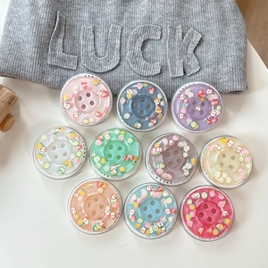 Fruit Slice Glitter Button Shape Magnetic Phone Holder Retractable Airbag Stand Desktop Griptok Cute Resin Accessories