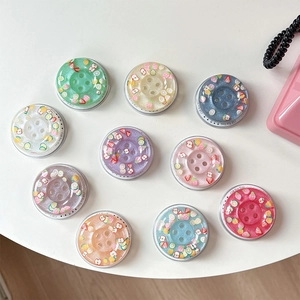 Colorful fruit glitter button phone socket grips with 10 different macaron style designs
