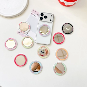 Magnetischer Handy Spiegelhalter MagSafe Kompatibel Rund Tragbar Kunststoff Mini Make-Up Spiegel Good Luck Aufdruck