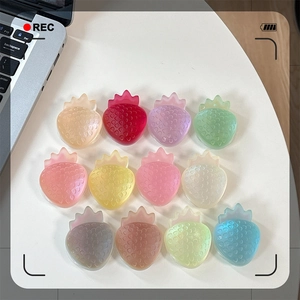 Colorful strawberry phone socket grips in 12 matte macaron colors for desk stand use
