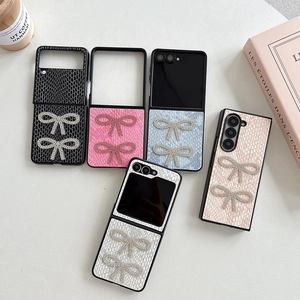 Luxury rhinestone butterfly leather phone case for Samsung Z Flip and S series models