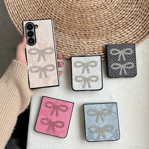 Foldable phone case with rhinestone butterflies and snake texture for Samsung Galaxy Z series