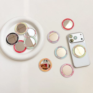Farbenfrohe magnetische Rundspiegel-Aufkleber für Smartphones mit Good Luck Aufdruck