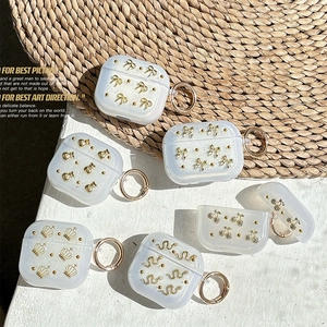 Custodia glitterata per AirPods Pro 3 4 con ciondoli dorati a fiocco e corona