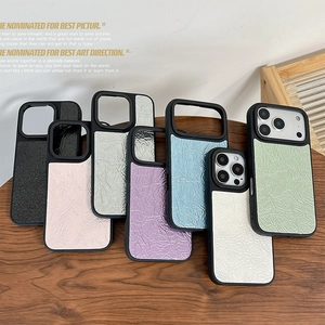 Luxury crinkle texture leather phone cases for iPhone in multiple vibrant colors