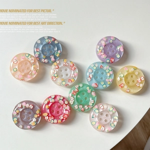 Colorful glitter fruit resin buttons with strawberry and lemon slices for DIY crafts