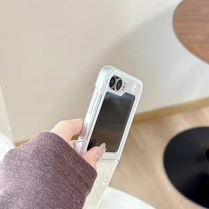 Luxury pearl texture phone case for Samsung Z Flip with elegant ribbon bow design