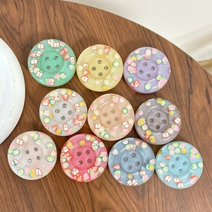 Glitter resin fruit buttons in assorted colors for DIY phone sockets and accessories