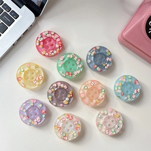 Round Large Button Phone Socket Grip Expandable Stand Retractable Resin Holder Fruit Slices Glitter Sparkly Ins Style Accessory