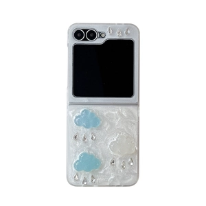3D cloud and raindrop pearl texture case for Samsung Galaxy Z Flip foldable phone