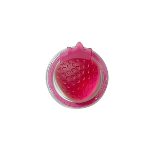 3D strawberry magnetic phone grip and stand with pink glitter finish for desktop use