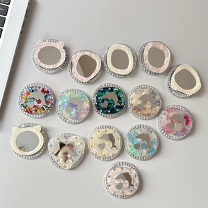Magnetic rhinestone phone socket stands with marble patterns and mirror surface for desktop