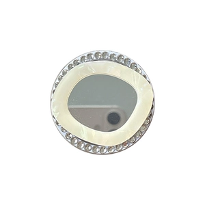 Magnetic pearl rhinestone phone socket with round mirror and sparkling crystal edge