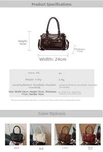 Tabella taglie dettagliata per borsa Boston retrò con dimensioni 24x16x11cm e quattro colori