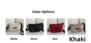 Detail display of large capacity tote bags in white, black, red, and khaki colors