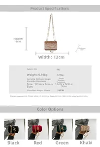 Tableau des tailles pour mini sacs matelassés avec dimensions et quatre variantes