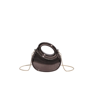 Sac de soirée moderne en acrylique avec miroir bronze et bandoulière chaîne