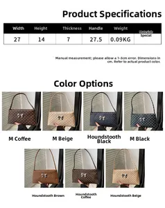 Detailed dimension guide and color options for the printed vintage shoulder bag