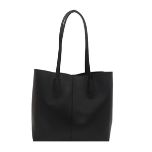 Sac fourre-tout noir minimaliste en cuir avec des coutures verticales élégantes