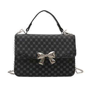 Mini sac bandoulière tendance d'automne avec nœud argenté et motif vintage