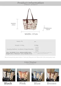 Size guide for the graffiti tote bag showing dimensions 37x25x12cm and color options