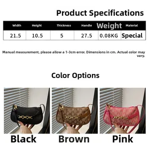 Vista dettagliata delle borse retrò monogramma in nero, marrone e rosa con dimensioni