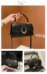 Detail einer schwarzen Lederhandtasche mit goldener D-Ring-Schnalle und elegantem Griff