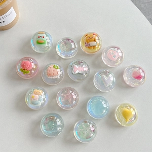 Round Phone Airbag Bracket Iridescent Resin 3D Cartoon Glitter Adhesive Mobile Cell Phone Stand Holder Desktop Support